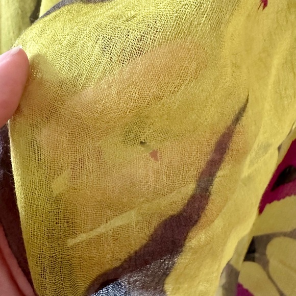 Marimekko Yellow and Pink Floral Scarf - Picture 4 of 5